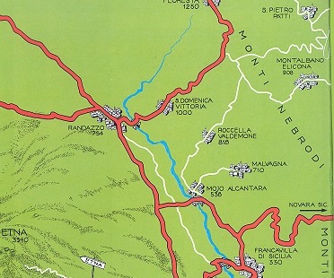 Mappa valle dell'Alcantara