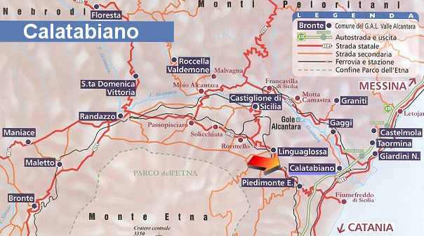 Cartina comprensorio territorio di Calatabiano